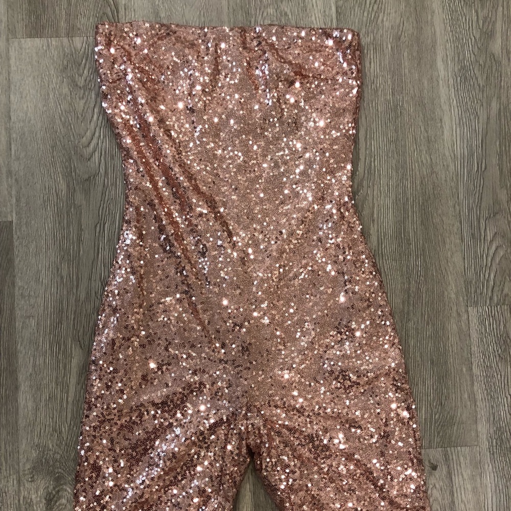 Pink Sequin Tube One Piece